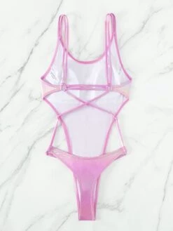 Ombre Metallic Cut Out Tie Front One Piece Swimsuit -Curated Swimwear 167593116759d52177aed0fe6e346a483807a83f85 thumbnail 405x552