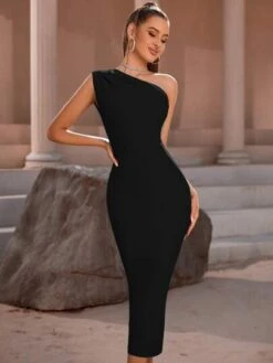 ADYCE One Shoulder Zip Back Bodycon Wedding Guest Bandage Dress -Curated Swimwear 1676257687d4bb35f0e31464baafa74a0562afc9d7 thumbnail 405x552