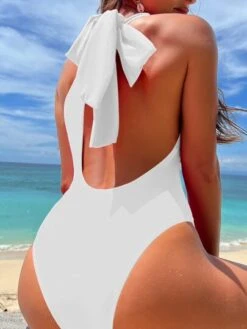 Cut-out Knot One Shoulder One Piece Swimsuit -Curated Swimwear 1676548318321703576904eb45a72e397c6a6a3774 thumbnail 405x552