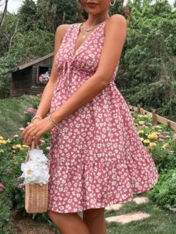 SHEIN Maternity Ditsy Floral Print Tie Front Ruffle Hem Dress -Curated Swimwear 1676860880be9b8e73117bc66aaaaf34fb1c31c876 thumbnail 405x552