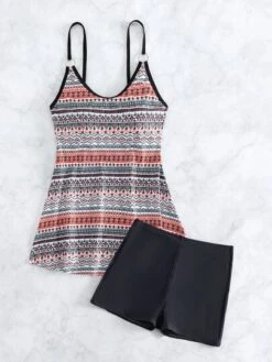 Geo Print Contrast Binding Shorts Bikini Swimsuit -Curated Swimwear 16770343769a1d86cb915396b39e7216ce69e5b4f9 thumbnail 405x552