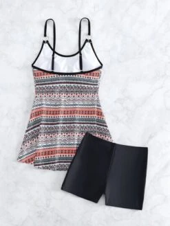 Geo Print Contrast Binding Shorts Bikini Swimsuit -Curated Swimwear 1677034378a5477b7fafb57f625b65315750381f39 thumbnail 405x552