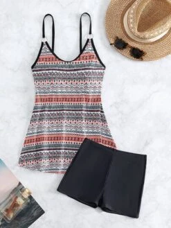 Geo Print Contrast Binding Shorts Bikini Swimsuit -Curated Swimwear 167703438160ef4fb1638dc54cb64dbf34c377d68f thumbnail 405x552