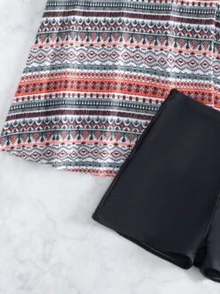 Geo Print Contrast Binding Shorts Bikini Swimsuit -Curated Swimwear 1677034385b5e64b3706e5251c494b530a19767df4 thumbnail 405x552