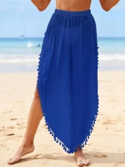 Tassel Trim Split Thigh Cover Up Pants -Curated Swimwear 1677075821606a6fb655257a1f46f1507f84f37916 thumbnail 405x552