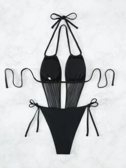 Contrast Mesh Tie Halter One Piece Swimsuit -Curated Swimwear 1677462204c9ce6439943b4a44383ce588c8495df6 thumbnail 405x552