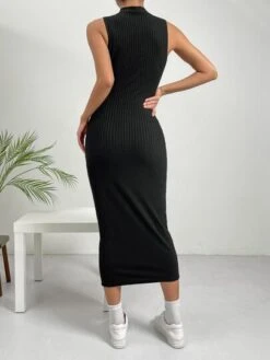 SHEIN Essnce Mock Neck Ribbed Knit Bodycon Dress