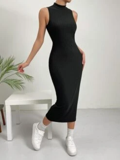 SHEIN Essnce Mock Neck Ribbed Knit Bodycon Dress -Curated Swimwear 16775508029ed32305a21704fb1a91853e5a328f07 thumbnail 405x552