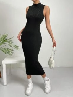 SHEIN Essnce Mock Neck Ribbed Knit Bodycon Dress -Curated Swimwear 1677550809fd9c2e86daf4750e3712fd06576b308f thumbnail 405x552