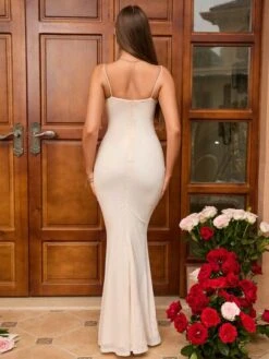 PARTHEA Solid Mermaid Hem Cami Dress