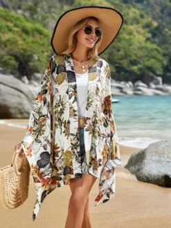 SHEIN VCAY Tropical Print Batwing Sleeve Kimono -Curated Swimwear 1677561699b31d0f0138cdccf30a2054835b4385d9 thumbnail 405x552