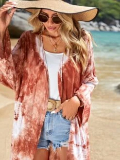 EMERY ROSE Tie Dye Open Front Kimono -Curated Swimwear 1677584012f4f850efb94361204fcc44b38666cf5c thumbnail 405x552