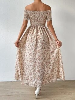 SHEIN VCAY Allover Floral Print Off Shoulder Split Thigh Dress -Curated Swimwear 1677838676f5316ddc4cbdcd02f0a8a5155c6e8019 thumbnail 405x552