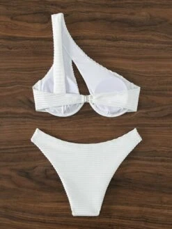 Plain One Shoulder Underwire Bikini Swimsuit -Curated Swimwear 1678068555cae05b149f95bf07e458e5173072442a thumbnail 405x552