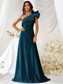 Giffniseti One Shoulder Ruffle Trim Glitter Formal Dress -Curated Swimwear 1678071747864c77468ea99ce45c8154e7cd2a6e0c thumbnail 405x552