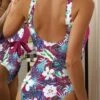 Tropical Print Knot Side One Piece Swimsuit -Curated Swimwear 167816910567a87465d02efac401d377920bf74279 thumbnail 405x552