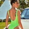 SHEIN Plain Scoop Neck One Piece Swimsuit -Curated Swimwear 1678257654ac323b4c2c6f3f4a27a6066dc2c2d320 thumbnail 405x552