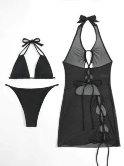 Lace Up Halter Triangle Bikini Swimsuit With Cover Up Dress -Curated Swimwear 16782694789c8f89aed5705d08dda7bd159f4644e1 thumbnail 405x552