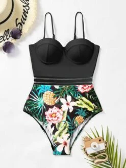 Tropical Print Push Up One Piece Swimsuit -Curated Swimwear 1678441632e24159a0d4334e48d8fd99e1d9f37f52 thumbnail 405x552