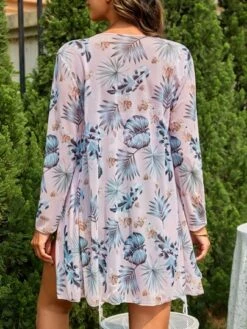 SHEIN Maternity Tropical Print Bikini Swimsuit With Kimono