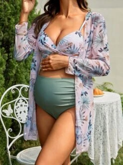 SHEIN Maternity Tropical Print Bikini Swimsuit With Kimono -Curated Swimwear 16786749728b2167d43ed5ca05da6bb6aa905581e4 thumbnail 405x552