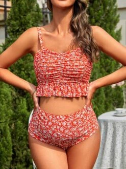SHEIN Maternity Ditsy Floral Print Ruffle Hem Bikini Swimsuit -Curated Swimwear 167867720621b13f2218176529bab323981a717d34 thumbnail 405x552