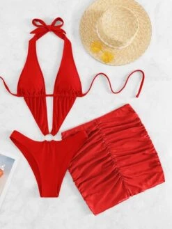 Ring Linked Halter One Piece Swimsuit With Beach Skirt -Curated Swimwear 167868967688b1f492413ab660c40cea08195077b4 thumbnail 405x552
