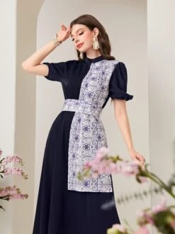 SHEIN Mulvari Floral Print Belted A-line Dress -Curated Swimwear 16786925589bbd6ff1f492846c9b3e4375c67aff32 thumbnail 405x552