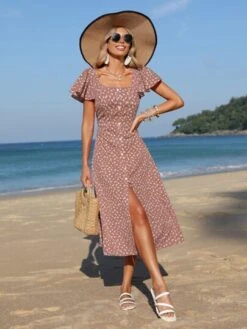 SHEIN Frenchy Ditsy Floral Print Square Neck Butterfly Sleeve Dress -Curated Swimwear 1678704488ed073f66caee47ab03697b4935e96368 thumbnail 405x552