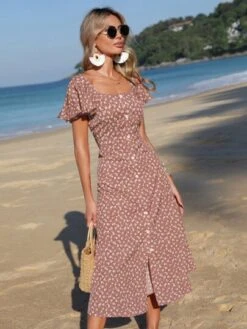 SHEIN Frenchy Ditsy Floral Print Square Neck Butterfly Sleeve Dress -Curated Swimwear 1678704493a28ea7f82a7f14e2cead3366020d9730 thumbnail 405x552