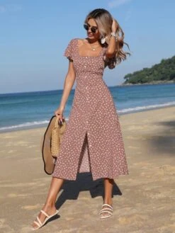 SHEIN Frenchy Ditsy Floral Print Square Neck Butterfly Sleeve Dress -Curated Swimwear 1678704495a74ba8fdb4c6ac6a3a69e9409fe80b46 thumbnail 405x552