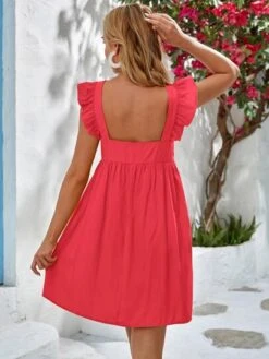 SHEIN Maternity Solid Ruffle Trim Dress