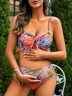 SHEIN Maternity Tropical Print Tie Front Bikini Swimsuit With Beach Skirt -Curated Swimwear 1678761191380d25f1ddb8fb2c209857a27a369a30 thumbnail 405x552