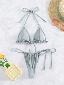 Knot Detail Halter Triangle Bikini Swimsuit -Curated Swimwear 16787678445d417ab5c5176be4e01a80740e1711f7 thumbnail 405x552