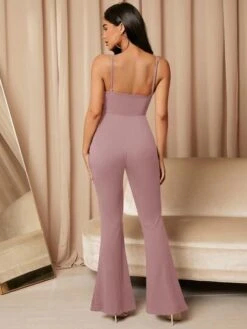 SHEIN Maternity Solid Flare Leg Cami Jumpsuit