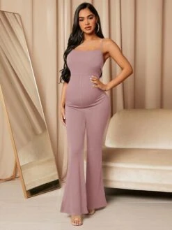 SHEIN Maternity Solid Flare Leg Cami Jumpsuit -Curated Swimwear 16787759346f42714c458453afc0c68867065f19e6 thumbnail 405x552