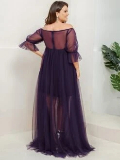 EVER-PRETTY Maternity Plus Off Shoulder Flounce Sleeve Mesh Dress