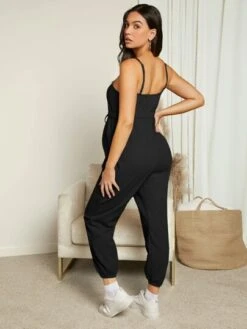 SHEIN Maternity Drawstring Waist Removable Strap Cami Jumpsuit