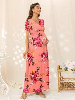DEARCASE Maternity Allover Floral Print Surplice Neck Dress -Curated Swimwear 167904203115005347b2de4f9366404ef92061bc00 thumbnail 405x552