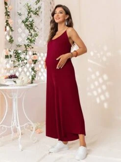 DEARCASE Maternity Solid Wide Leg Cami Jumpsuit -Curated Swimwear 167904282920f03bc78a65029f472c52ee062d41cc thumbnail 405x552