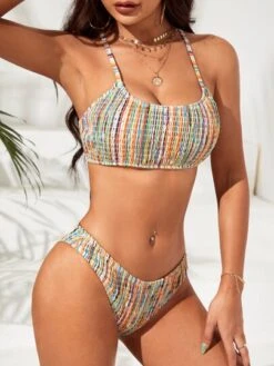 Colorful Striped Bikini Set Smocked Cami Top & Bikini Bottom 2 Piece Swimsuit -Curated Swimwear 16790444790a4a235800d18bc090d9e9f1eceaa9d6 thumbnail 405x552