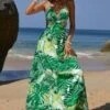 SHEIN VCAY Tropical Print Cut Out Waist Tie Backless Halter Neck Dress -Curated Swimwear 16792134876d69a2dec7da86aed37608a8a84bacf3 thumbnail 405x552