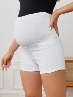 SHEIN Maternity Wideband Waist Roll Hem Denim Shorts -Curated Swimwear 1679276156e345f9e23ec864bba310d8b5309b58ba thumbnail 405x552