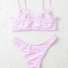 Zebra Stripe Bikini Set Wireless Bra Top & High Cut Bikini Bottom 2 Piece Swimsuit