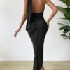 SHEIN Privé Ruched Backless Halter Neck Dress -Curated Swimwear 16792774137db06c702af7edbb5c219a23639f36ae thumbnail 405x552