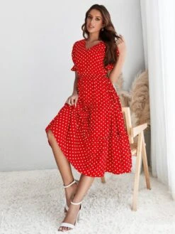 SHEIN Clasi Polka Dot Print Flounce Sleeve Layered Hem Dress -Curated Swimwear 1679284328c0bcf6b5709f7b403aff14fbf49235ea thumbnail 405x552