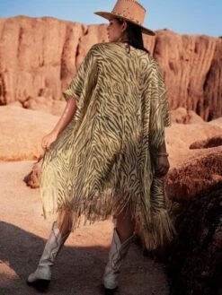 Zebra Striped Fringe Hem Kimono -Curated Swimwear 1679285346c4c72bcab1a22e2ba5a1d3b361a18828 thumbnail 405x552