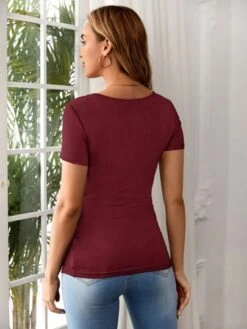 SHEIN Maternity Scoop Neck Solid Nursing Tee
