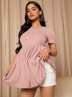 SHEIN Maternity Solid Peplum Tee -Curated Swimwear 167929605229bcad6ba26771e16091984fe97740cd thumbnail 405x552