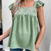 SHEIN Maternity Embroidery Geo Pattern Ruffle Trim Blouse